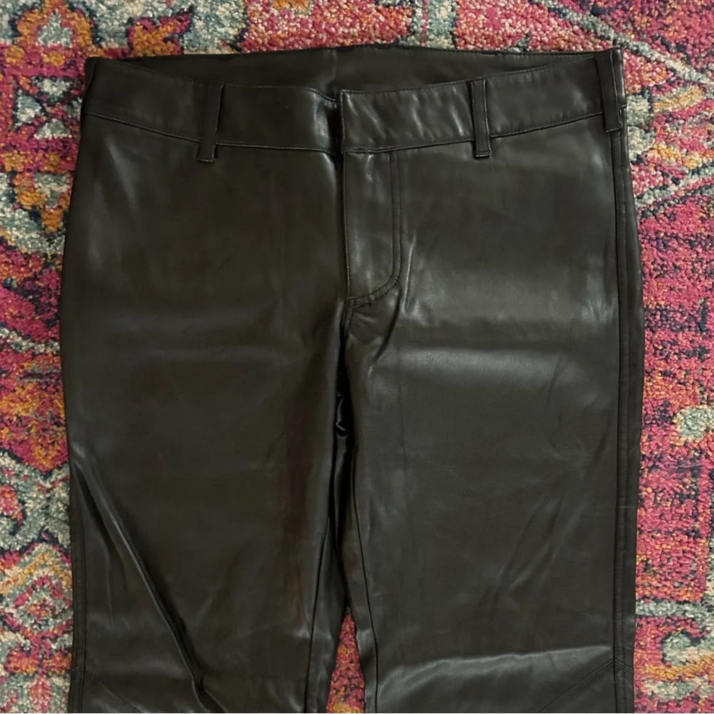 Free People | Women’s Black Faux Leather Bootcut Pants Diagonal Knee Seam Size 2